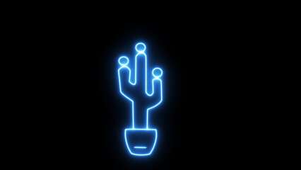 An enchanting neon cactus glowing in the dark a symbol of resilience and beauty with minimalist blue