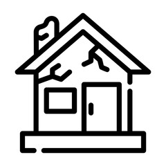 broken house Line Icon
