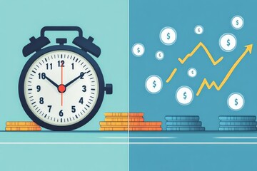 Time and Financial Growth Concept Illustration with Stopwatch and Upward Market Graph