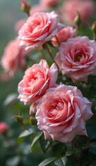 Close-Up of Vibrant Pink and red Garden Roses