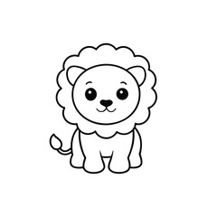 Fototapeta premium Adorable baby lion in bold contour style perfect for kids jungle theme art projects