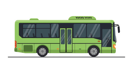 Green City Bus with Tinted Windows and Doors public transport transportation Vector illustration of