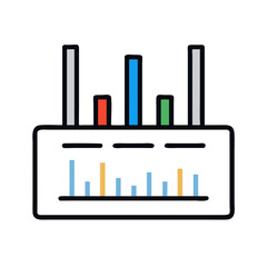 Modern line graph icon against a black background.