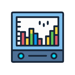 Colorful bar graph screen illustration on a blue device