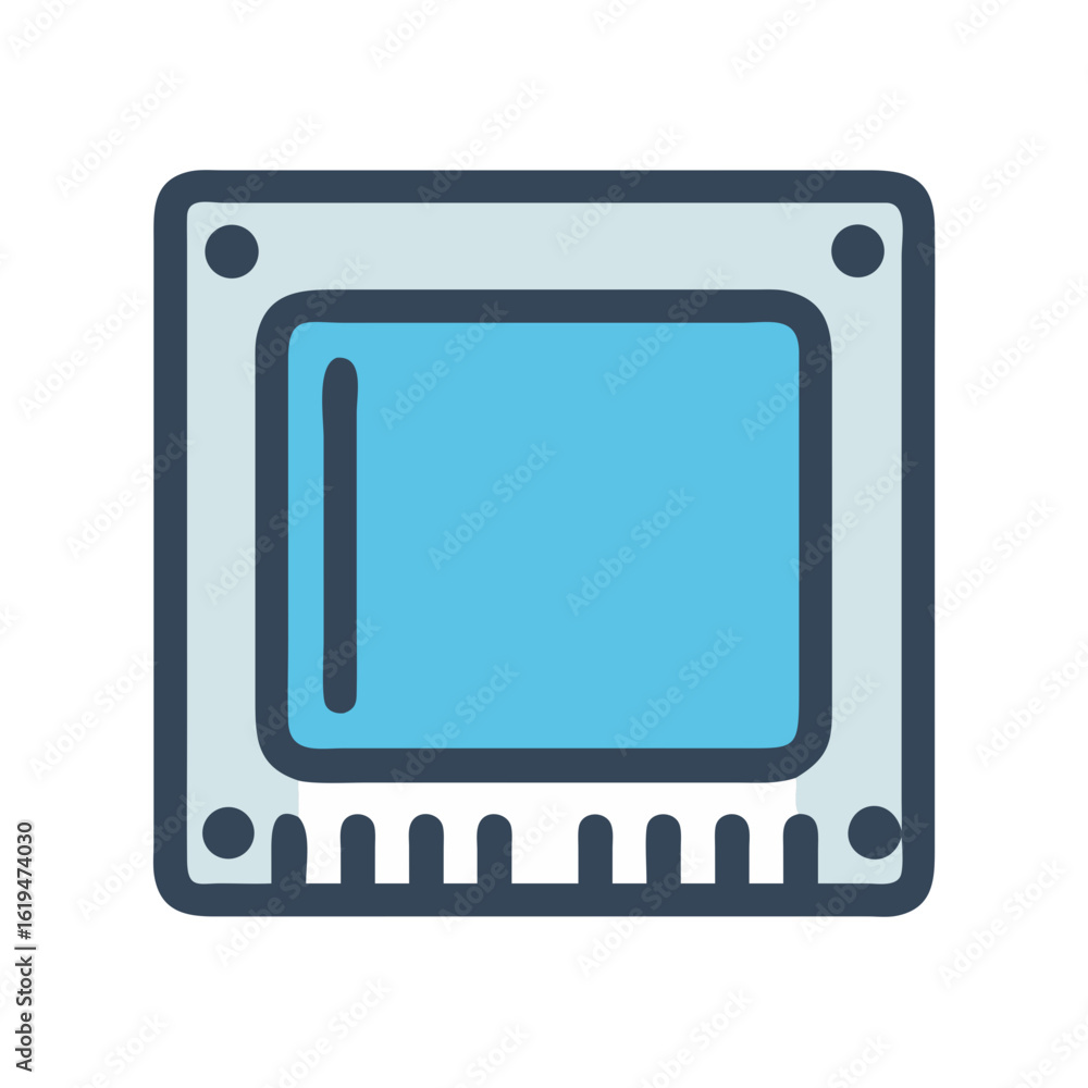 Poster blue and gray computer microchip technology central processing unit