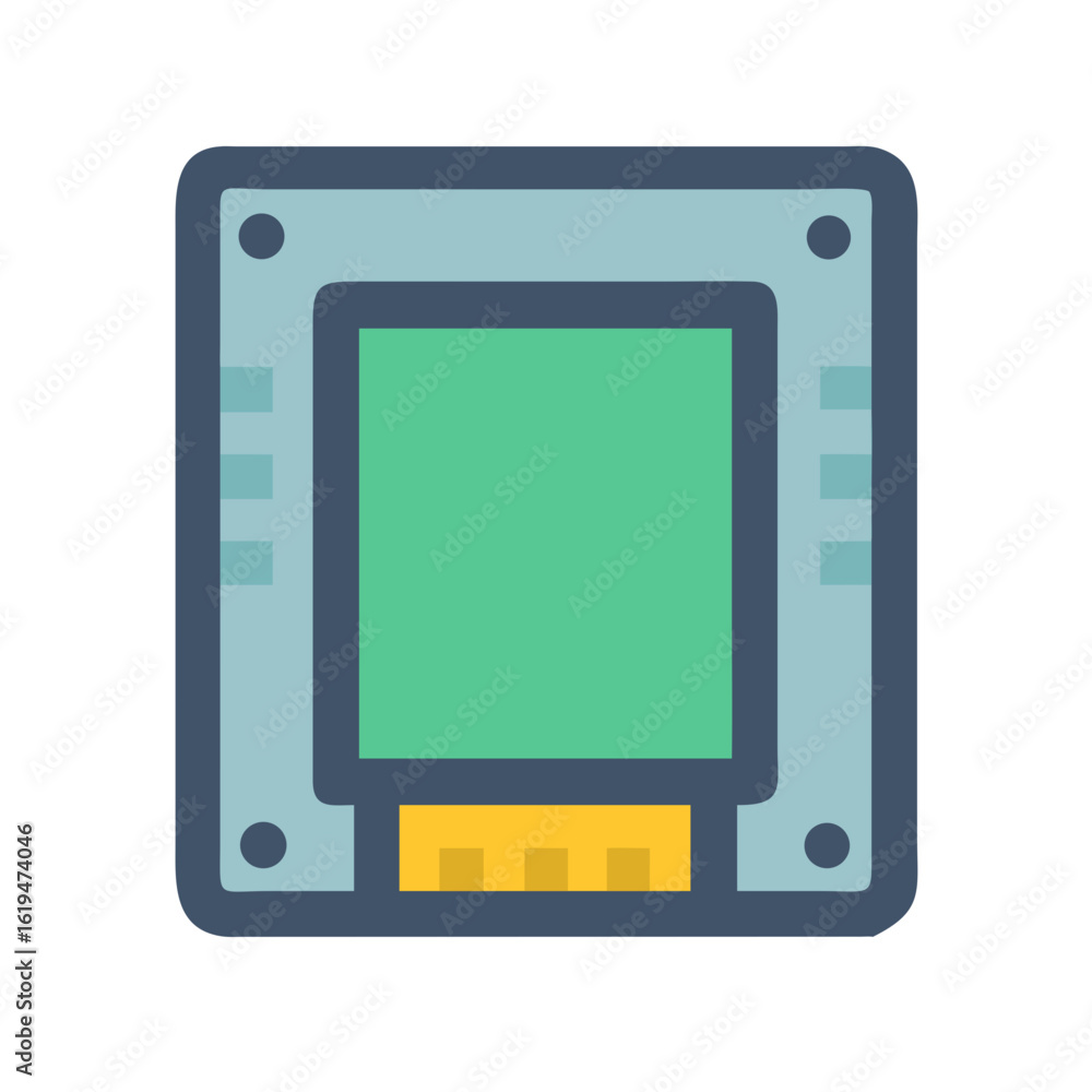 Poster stylized flat vector image of an embedded computer module