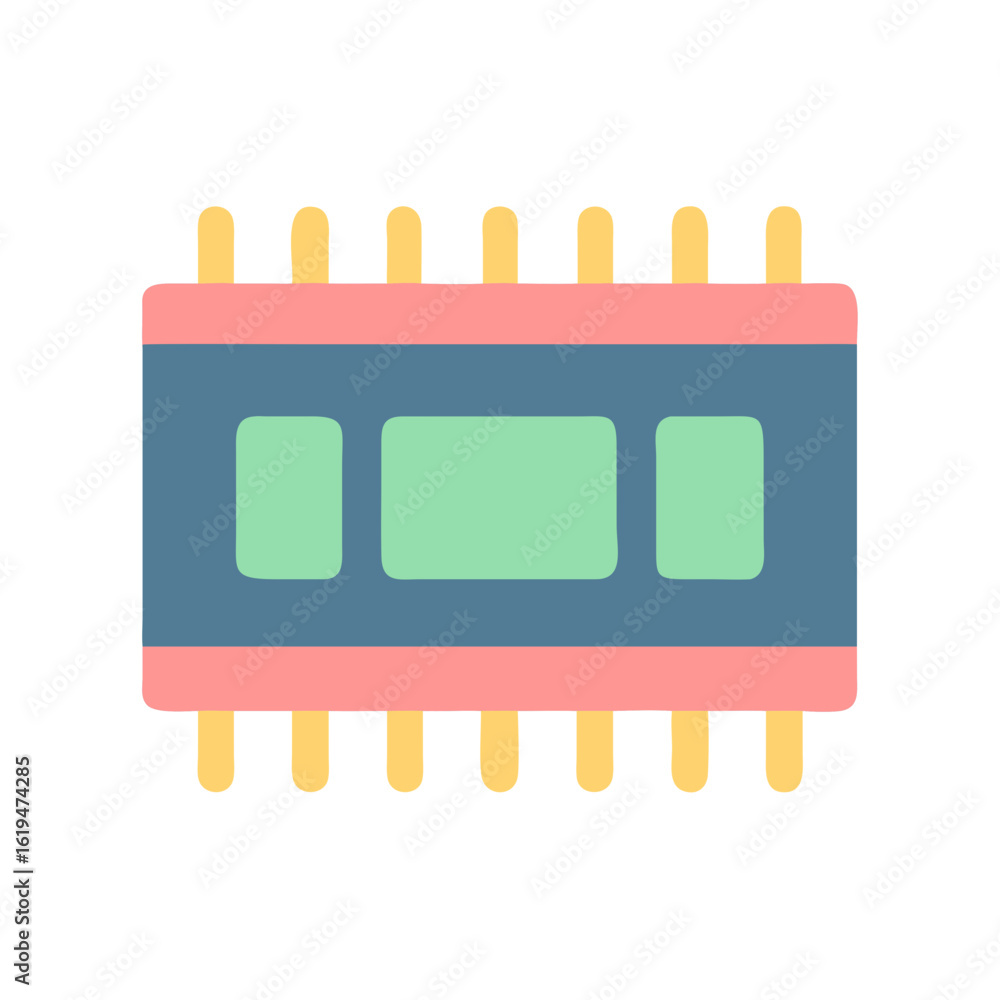 Poster simple ram memory module icon on a black background