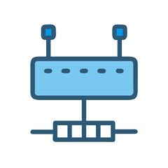 Stylized illustration of a server with two antennas