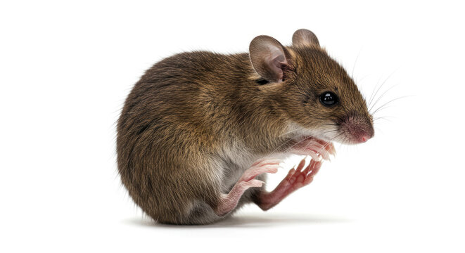 Adorable House Mouse Posing on White Background.