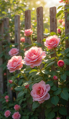 Close-Up of Vibrant Pink and red Garden Roses