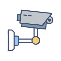 Simplified security camera illustration against a black background image