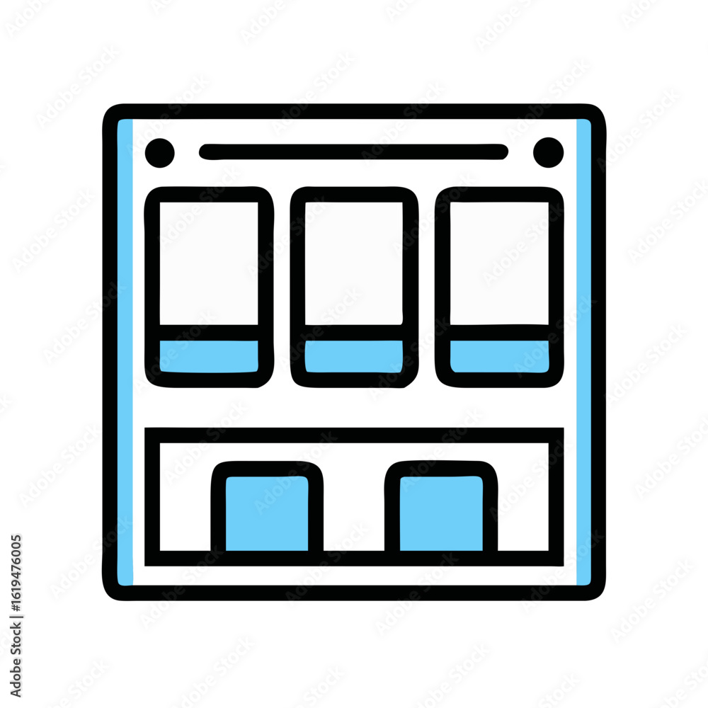 Poster simple abstract structure with white windows on a black background