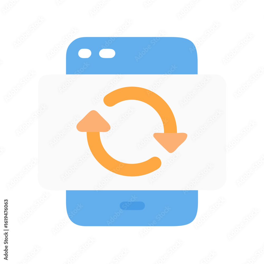 Poster smartphone refresh icon implying update or process cycle concept