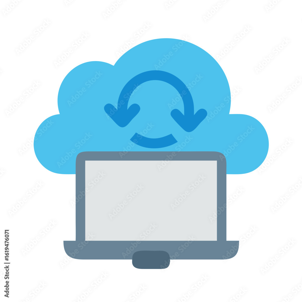 Poster cloud computing data transfer syncing with computer technology concept