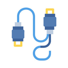 Blue HDMI cable with connectors isolated on black background