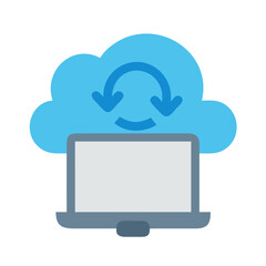 Cloud computing data transfer syncing with computer technology concept