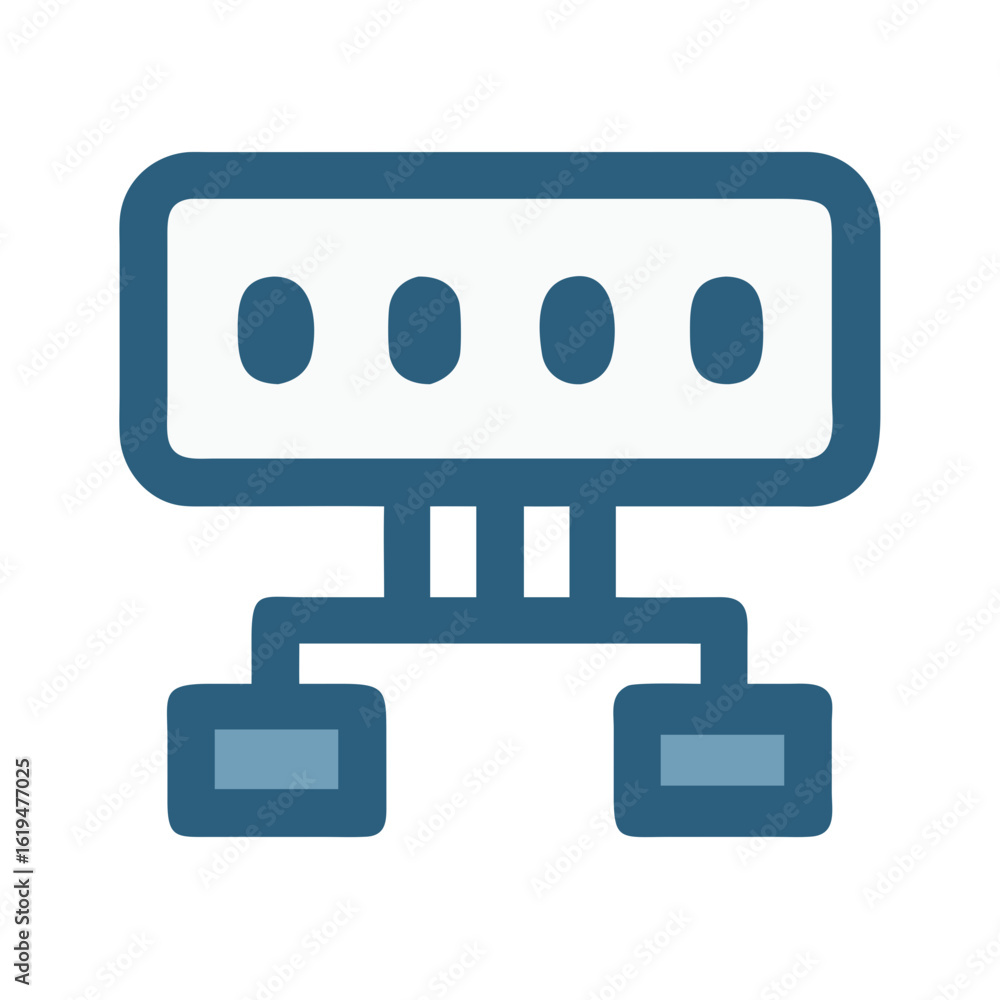 Poster icon representing network structure with centralized server and nodes