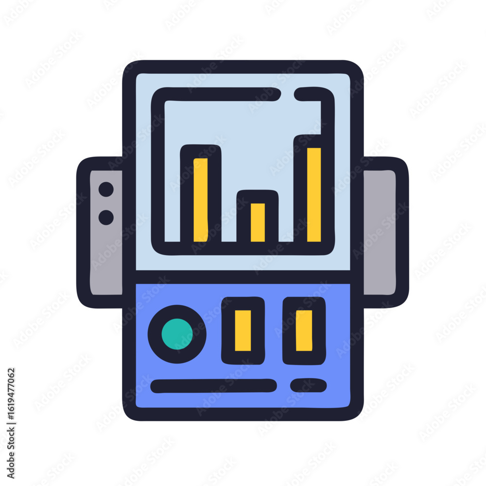 Poster Stylized data display device with bar graph isolated art