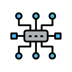 Abstract network connectivity diagram with central server and nodes