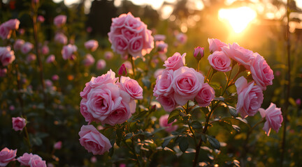 Close-Up of Vibrant Pink and red Garden Roses
