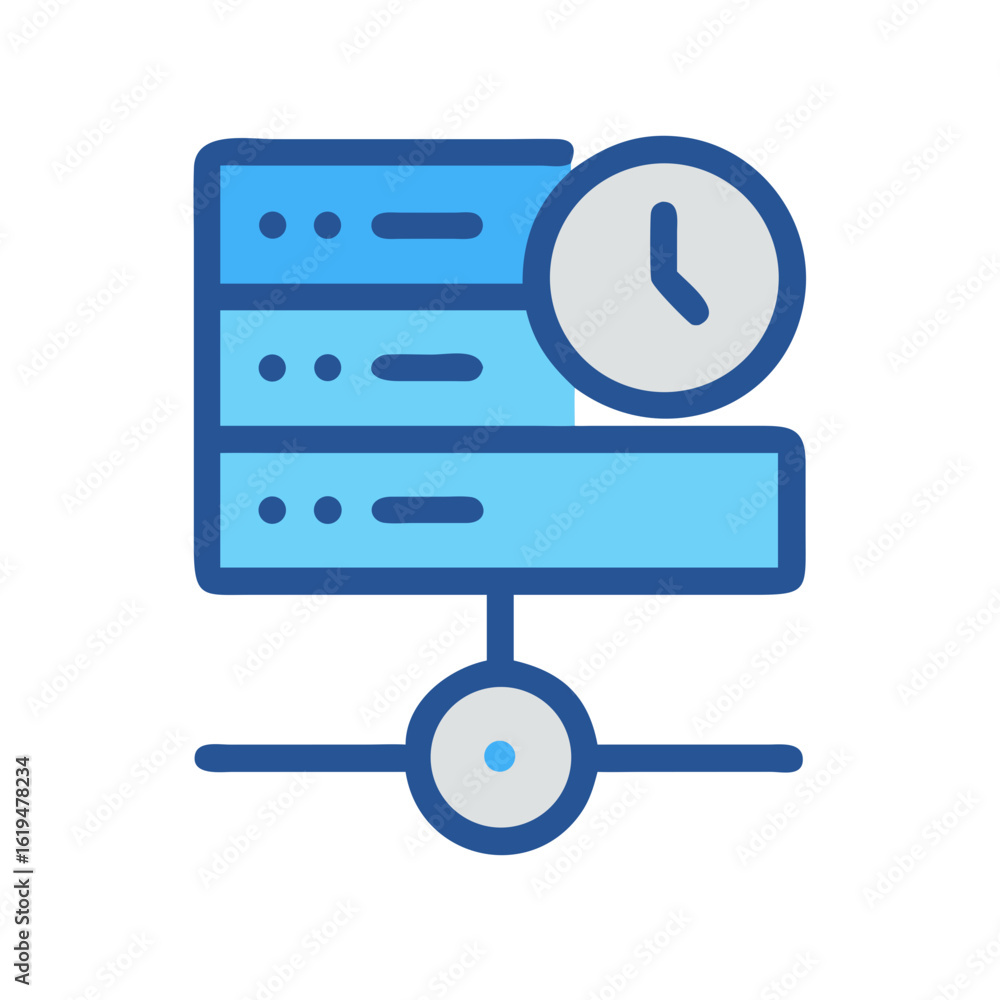 Poster data server with clock icon representing real-time updates