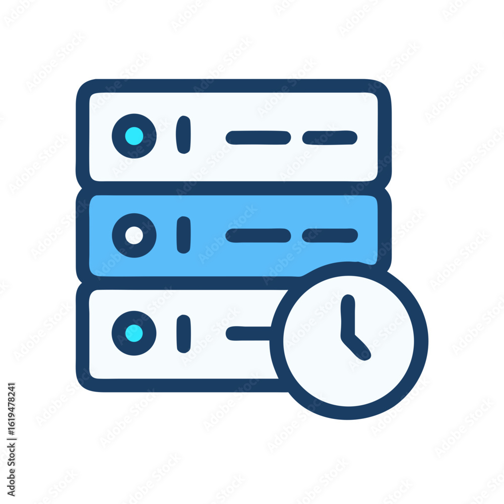 Poster server backup schedule notification with clock graphic element