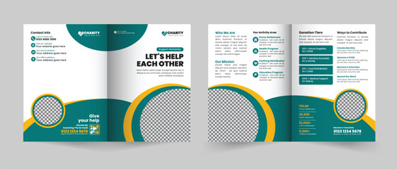 Clean Bifold Brochure Design for Charity and NGO – Printable 2-Fold Template for Awareness, Fundraising, and Nonprofit Events