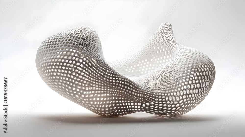Poster abstract 3d printed structure with intricate mesh design and modern aesthetic