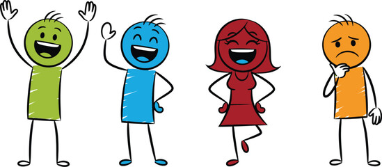 Stick figures emotion happy sad excited illustration expression