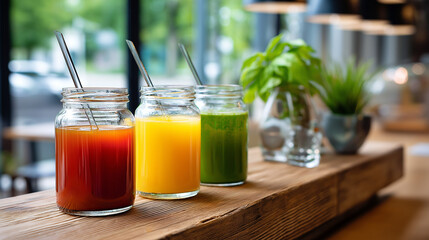 Vibrant Juice Counter Bathed in Gentle Sunlight