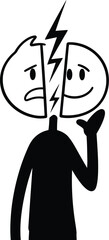 Mental health bipolar disorder mood swings split personality concept