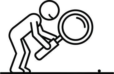 Stickman search magnifying glass looking finding investigation icon