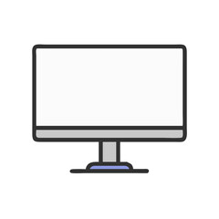 Modern computer monitor icon on black background for design