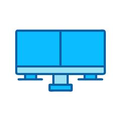 Dual monitor setup illustration, flat design on black background