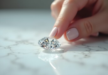 Woman Touching Sparkling Diamond Gemstone