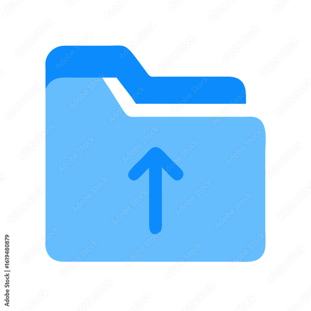 Poster blue folder with an arrow pointing up on black