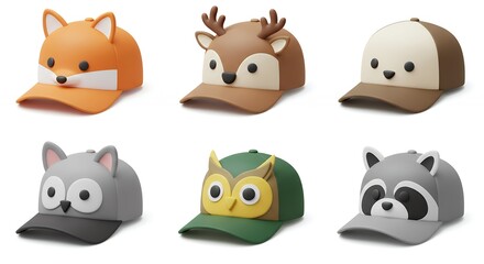 Obraz premium Animal themed baseball caps collection