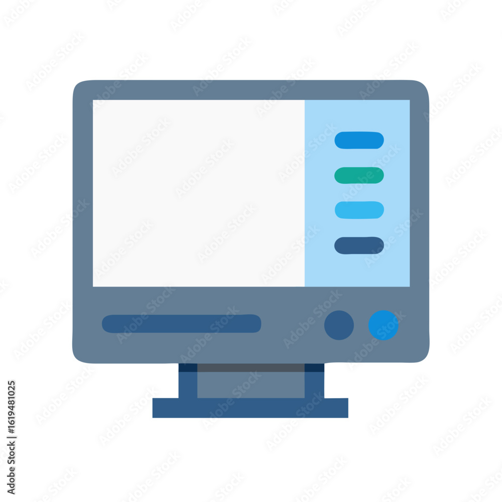 Poster flat design computer monitor icon on black background