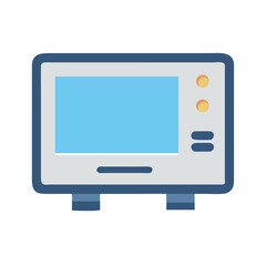 Stylized blue flat screen television against a black backdrop