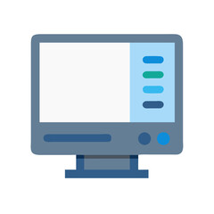 Flat design computer monitor icon on black background