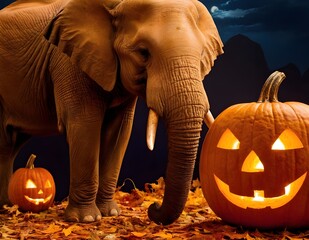 elephant with a jack o lantern
