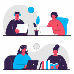 Remote team coworking from multiple locations