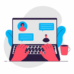 Team communication via laptop chat app