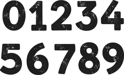 Black numbers digits numeric counting grunge style zero to nine