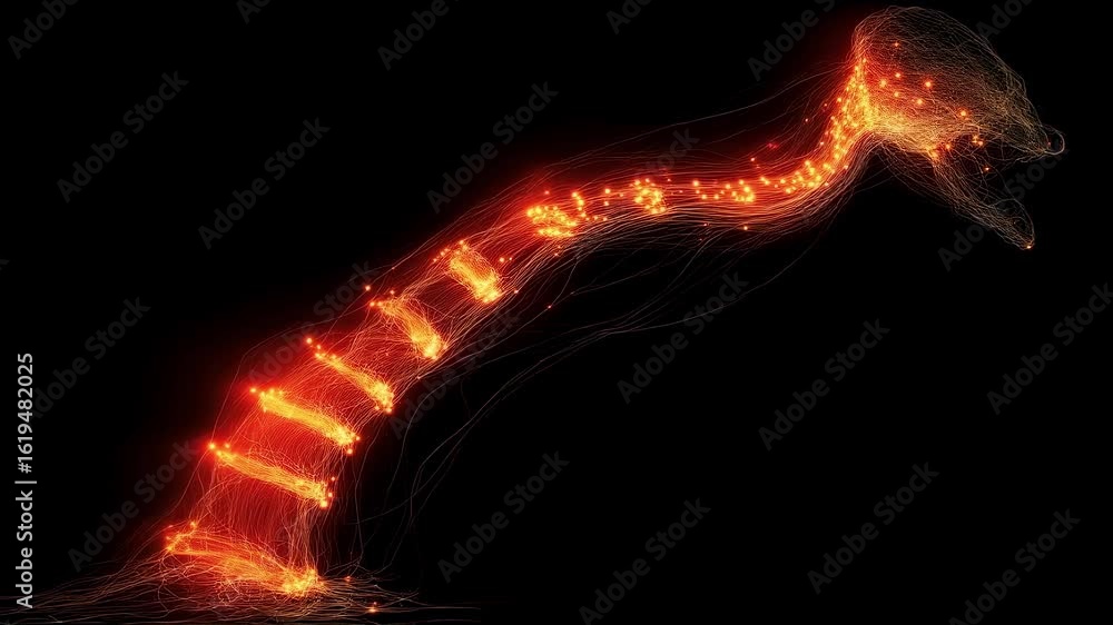 Poster dynamic visualization of neural impulses moving through a reflex arc triggering instantaneous muscle