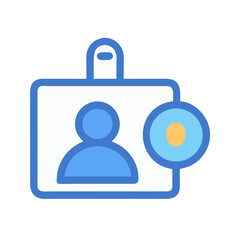 Stylized identification badge icon with notification on a black background