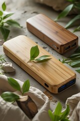 Sustainable Bamboo Portable Power Banks: Eco-Friendly Charging on the Go, Minimalist Style.
