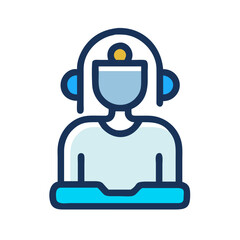 Minimalist DJ Icon Vector Illustration Against Black Background