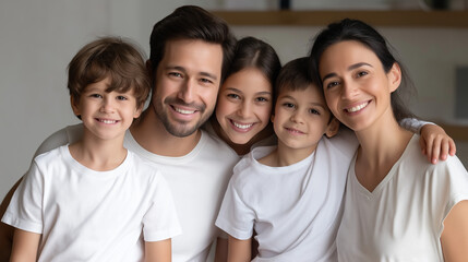 A joyful family sharing smiles in soft light