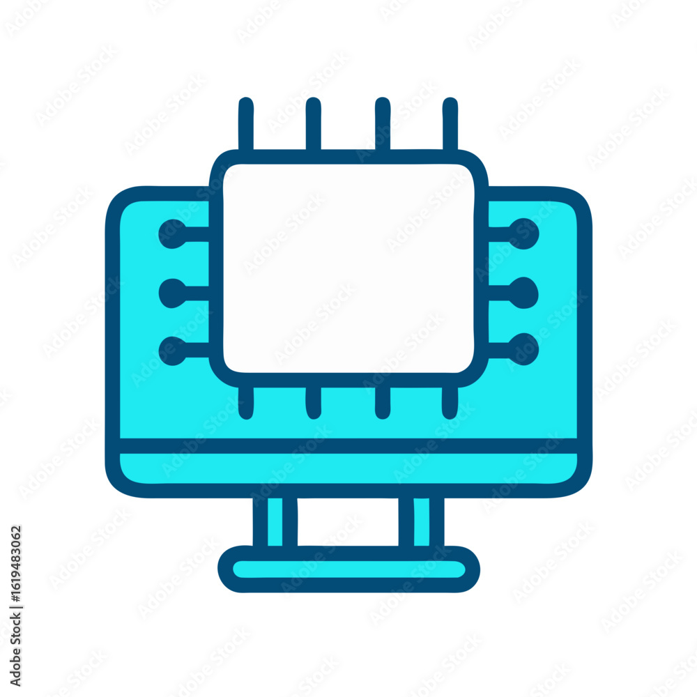Poster minimalist icon of a microchip circuit board design